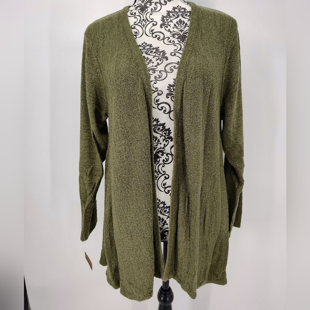 Coldwater Creek Olive Open Front Cardigan Women's Size 1X